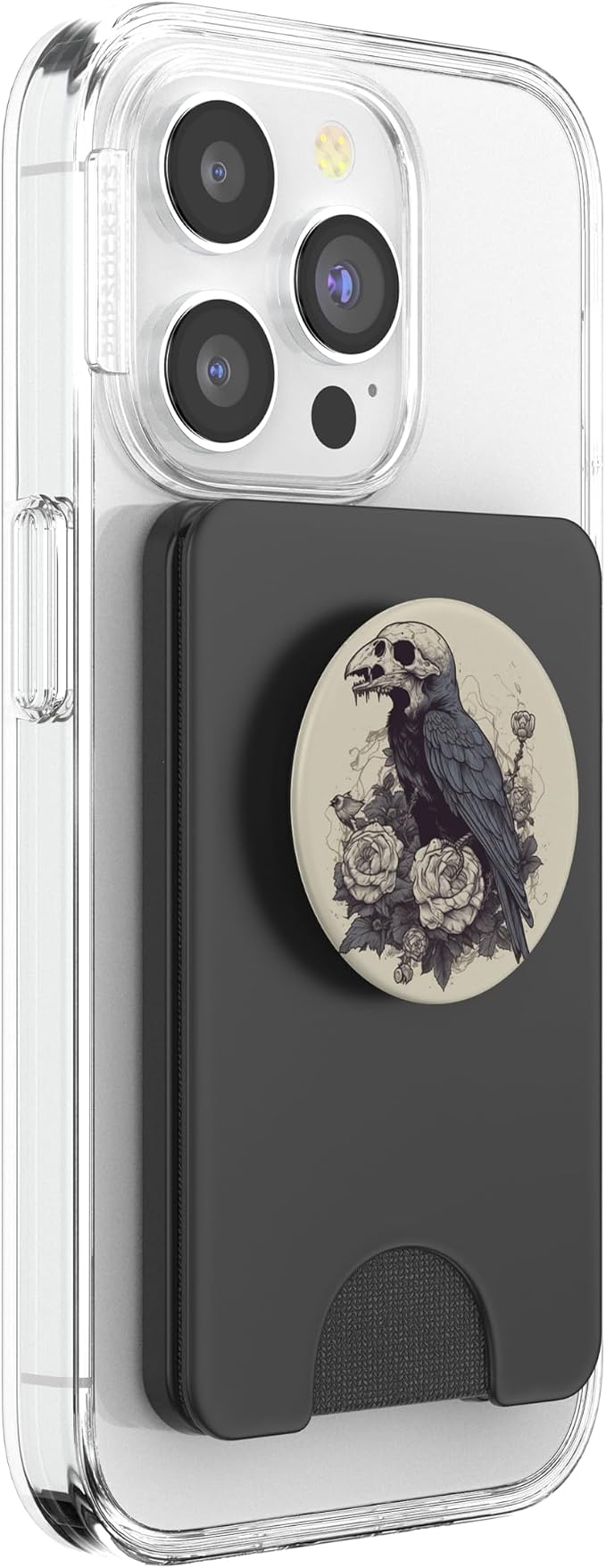 Dark Academia Crow Vintage Raven Roses Flower PopSockets Adhesive PopGrip