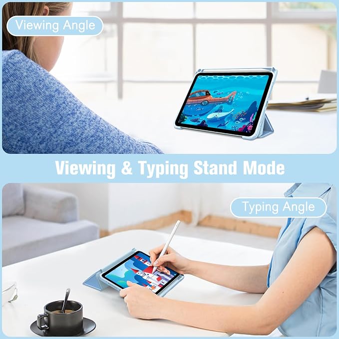 Fintie Clear Case for iPad mini 7th Generation (A17 Pro) / mini 6 8.3 | Slim Hybrid Shockproof Hard PC Back Cover Pencil Holder Viewing &amp Typing Angles Auto Sleep/Wake Black