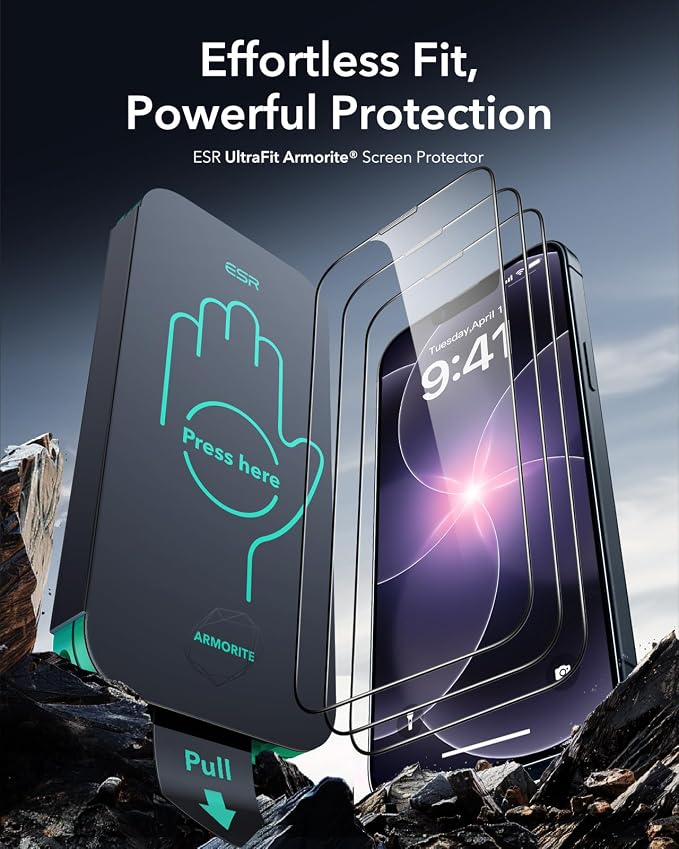 ESR 3 Pack for iPhone 14 Plus/13 Pro Max Screen Protector Armorite | 7X Impact Absorption 9H+ Tempered Glass Easy One-Pull Installation Full-Coverage Protection UltraFit Tray Bubble-Free