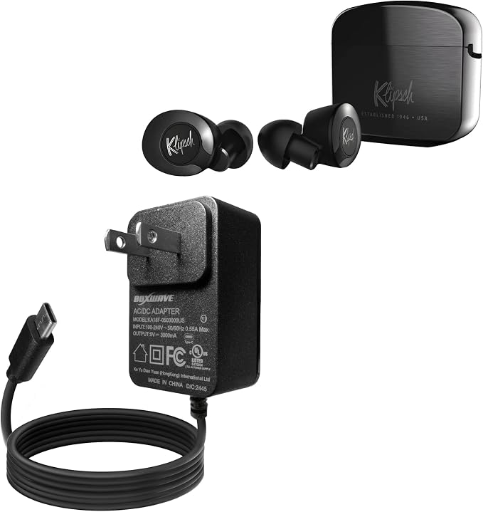 BoxWave Charger Compatible with Klipsch T5 II True Wireless ANC - Wall Charger Direct (15W) Rapid Charge Your Device with Built-in 3ft Cable