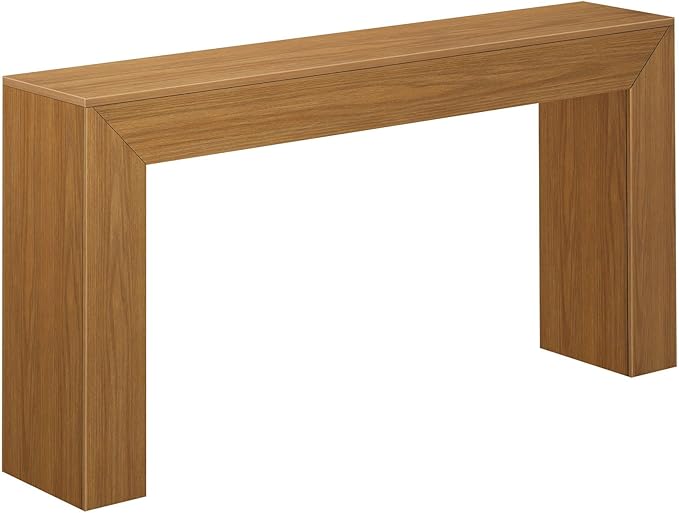 Plank+Beam Grand Console Table, 66 Inch Modern Solid Wood Sofa Table, Narrow Entryway Table for Hallway, Behind The Couch, Living Room, Foyer, Pecan Wirebrush