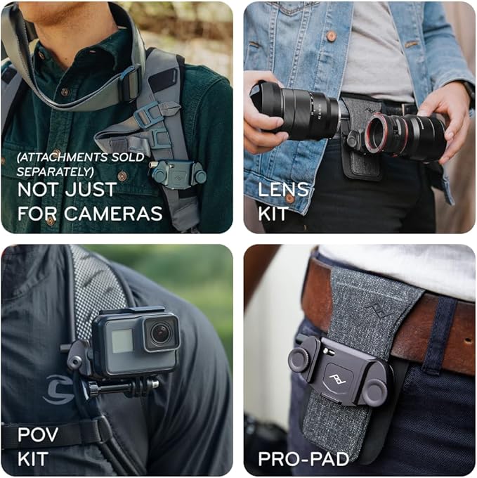 Peak Design Capture Camera Clip V3, Black with Plate, Holds DSLR, Compact and Point and Shoot Bodies, Secure, Stable and Accessible, Attaches to Straps and Belts, Quick Release, 200 lb Capacity