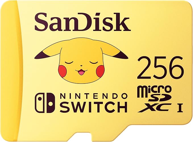 SanDisk 256GB microSDXC Card Licensed for Nintendo Switch, Pokémon Edition, Pikachu, Made for Nintendo-Switch, OLED, and Lite - SDSQXAO-256G-GN6Z