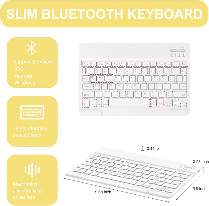 Soke for iPad (A16) 11th/10th Gen Case with Keyboard Black Marble | For iPad 11/10.9 inch(2025/2022) 7 Color Backlight Magnetic wireless Detachable Keyboard Case Built-in Pencil Holder