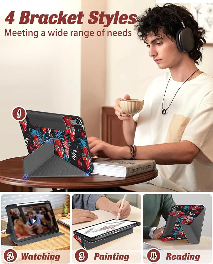 for iPad 9th/8th/7th Generation 10.2 Inch Case with Pen Holder for Boys Girls Women Men Cute Cartoon Anime Cool Funny Protector Stand Tablet Cover for Apple i Pad 7/8/9 Book Cat