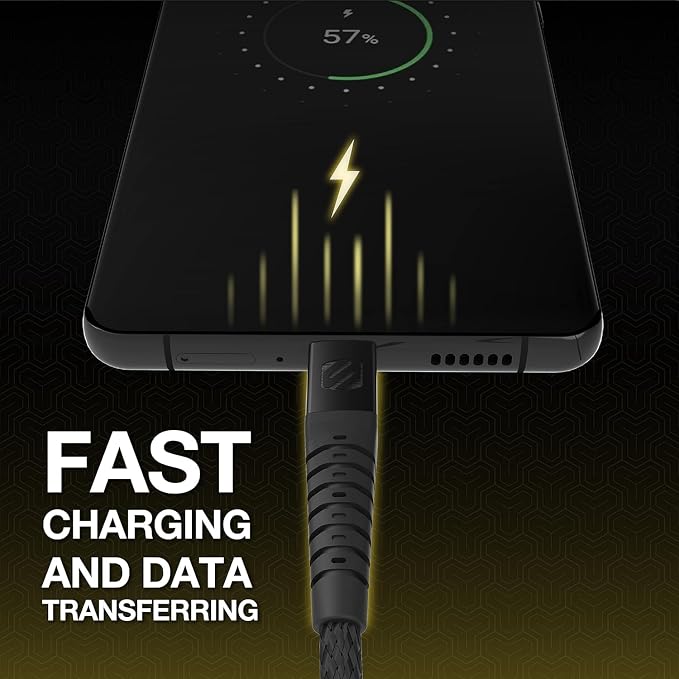 SCOSCHE CAB1-SP STRIKELINE Premium USB to Type-C Charge &amp Sync Braided Cable 1-ft. Black