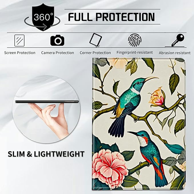 Case for Samsung Galaxy Tab A9 Plus 2023/A11 Plus 2025 11 inch Lightweight Protective PU Leather Smart Stand Cover with Auto Wake Sleep Tablet Case Cover - American Flag &amp Fish
