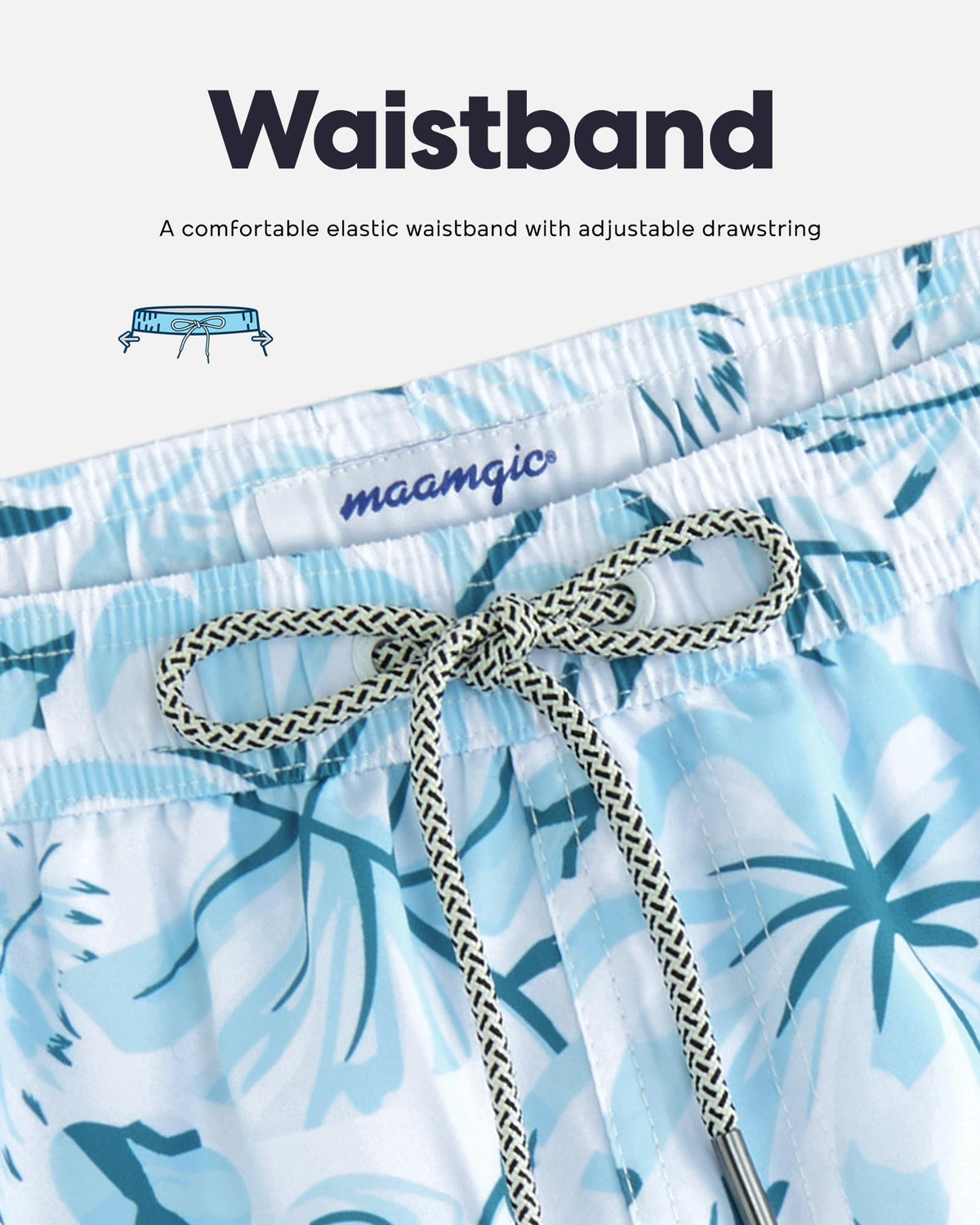 maamgic Mens Swim Trunks Quick Dry Swim Shorts with Mesh Lining Funny Swimwear Bathing Suits 7inch Veined Leaves Blue Large