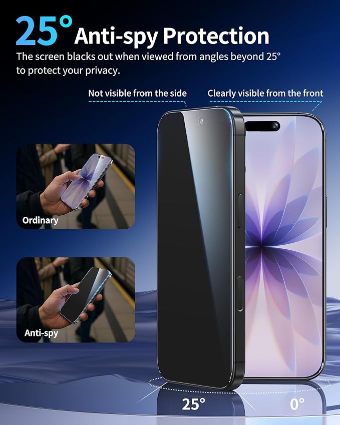 NIMASO for iPhone 17e/16e/13 Pro/13/14 Screen Protector 2 Pack Privacy Tempered Glass Screen Protector for iPhone 16e Anti-Spy Automatic Dust Removal Instant Installation (6.1 inches)
