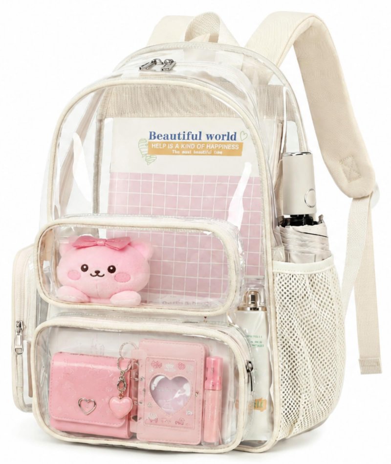 BTOOP Clear Backpack Heavy Duty Transparent Backpack 17" See Through Bookbag for College Work Festival Security with Padded Strap Large Capacity