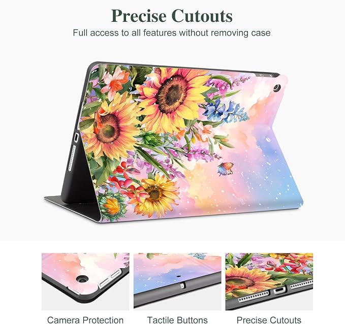 Lokigo Case for iPad 9th/8th/7th Gen 10.2 Air 3rd/Pro10.5 Aurora Forest | Protective Folio Soft Back Cover Pencil Holder for Teens/Students/Office Staffs 4 Angles Viewing Stand Auto Wake/Sleep