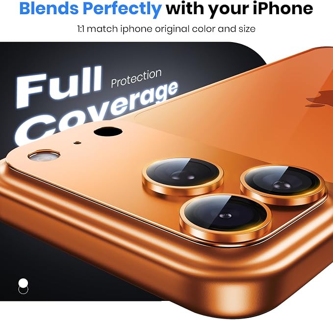for iPhone 17 Pro Camera Lens Protector - 12FT Shatterproof | Military Grade Protection Strong Adsorption 9H+ Tempered Glass Camera Screen Full Protective Cover Case Friendly Black