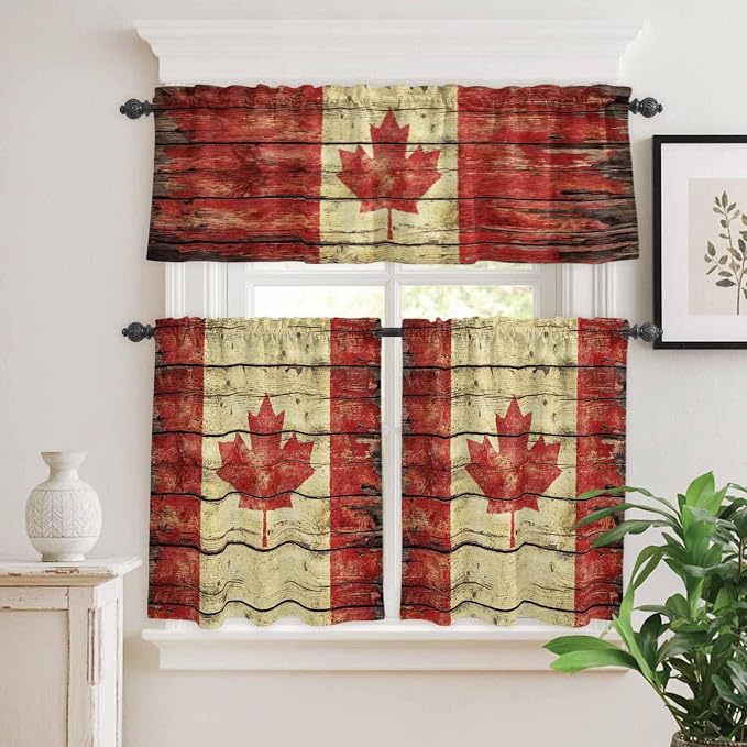 Kitchen Curtains Tiers and Valance Set of 3, Canada Light Filtering Window