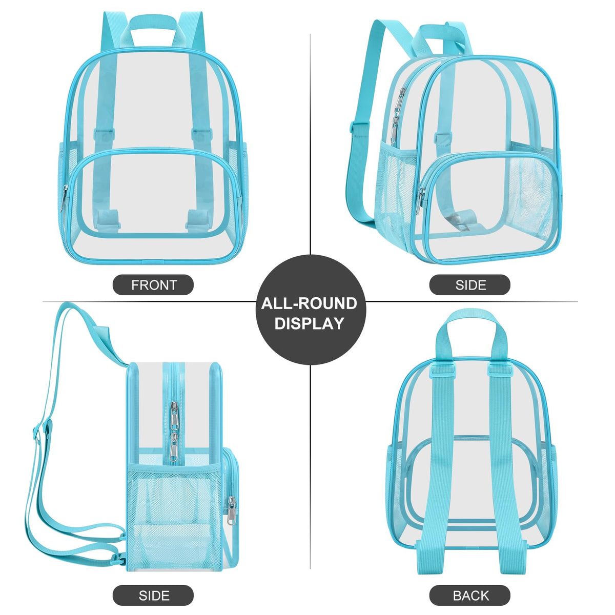 USPECLARE Clear Backpack for Stadium Events Small Clear Backpack 11.5x9.5x6 for Concert Sport Events Work Travel
