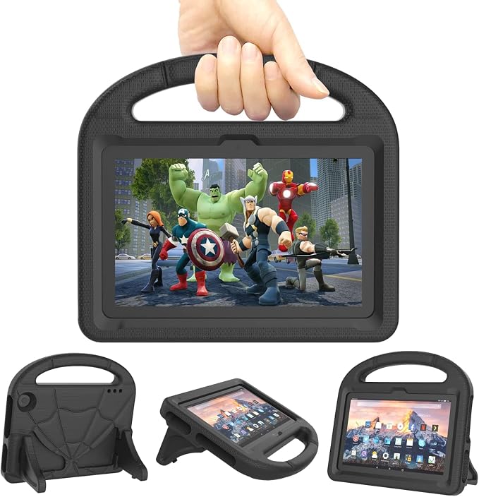 Kids Case for New Tab 7-inch 2024 Lightweight Shockproof Kid-Proof Cover with Stand Cover - Black