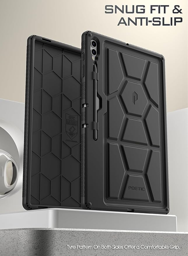 Poetic TurtleSkin Case for Samsung Galaxy Tab S10 FE Plus (2025 Release) 13.1 inch Case with S Pen Holder Heavy Duty Shockproof Kids Friendly Protective Silicone Cover Black