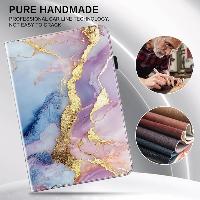 Case for Samsung Galaxy Tab A 10.1 2019 Model SM-T510/T515/T517 Stylus Holder Flip Wallet Leather Shockproof Cover for Galaxy Tab A SM-T510 Case Bicolor Marble