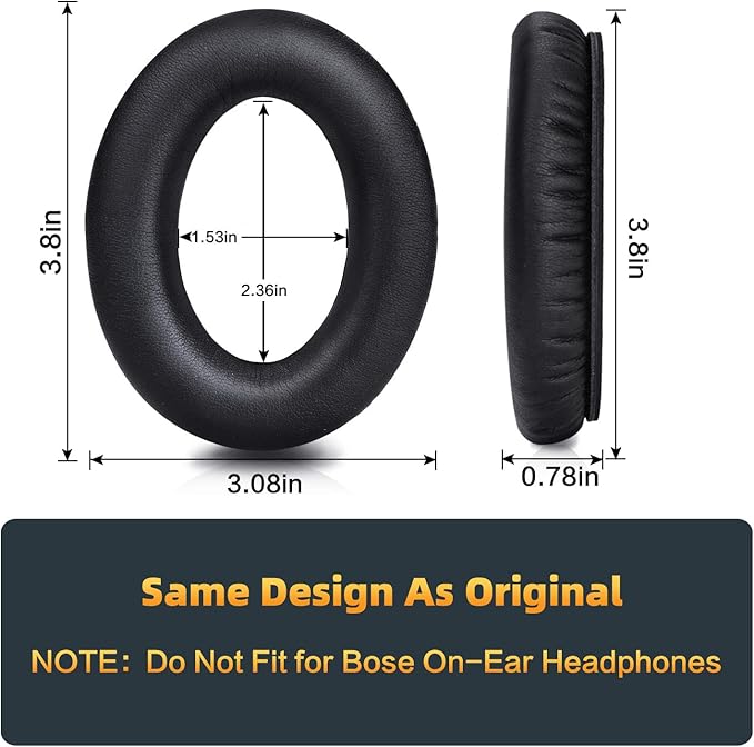 Premium Replacement Ear Pads for Bose QC35 & QC35ii Headphones Made by GEVO- Comfortable Adaptive Memory Foam and Extra Durable - Fits QuietComfort 35 & 35ii / SoundLink 1&2 AE（Over-Ear） (Black)