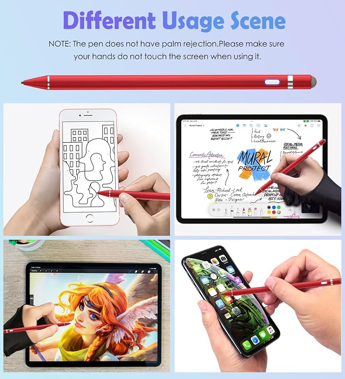 Active Stylus Pen for Touch ScreensDual Pen Tips for iOS &amp Android Drawing &amp WritingHigh Precise Digital Pencil for Apple iPhone 16/15/14/13/12/11/X/8iPad Air/Pro/MiniPhone/Tablet/Sam-sung