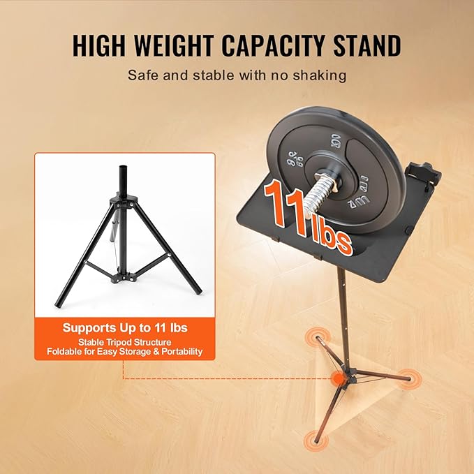 VEVOR Projector Stand, Laptop Stand Tripod Adjustable Height 26.97 to 63 in, Portable Projector Tripod with Tray & Gooseneck Phone Holder, for Outdoor Movies, Home, Office, Stage or Studio