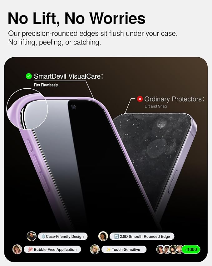 SMARTDEVIL 3 Pack Tempered Glass for iPhone 17 Screen Protector Anti Blue Light Eye Protection SGS Military-Grade Shatterproof Fast &amp Easy Installation Case Friendly Design
