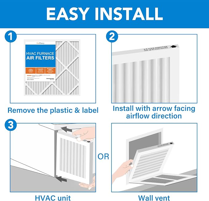 LotFancy 14x14x1 Air Filter MERV 11 6-Pack, Electrostatic Pleated AC Furnace