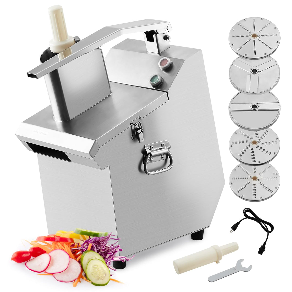 HarmoHaby Commercial Food Processor with 5 Blades, Electric Vegetable Slicer & Chopper for Restaurant Kitchen - Stainless Steel Multifunctional Shredder, Slicer