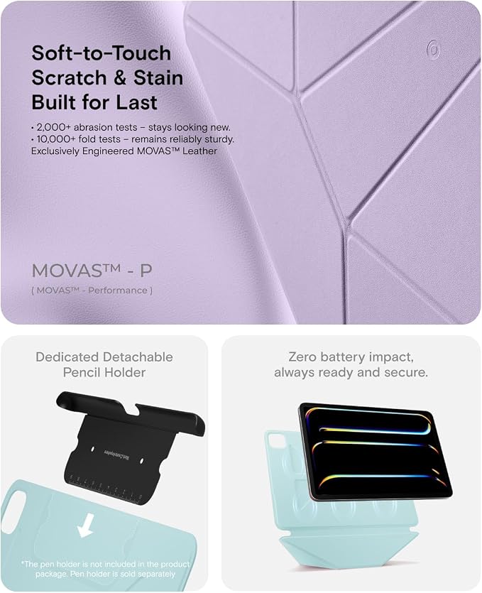 MOFT Dynamic Folio Case for iPad Pro 11-inch (M5 2025 / M4 2024) Slim Magnetic Stand Case with 20+ Viewing Angles Auto Wake/Sleep Ultra Thin Light Pink