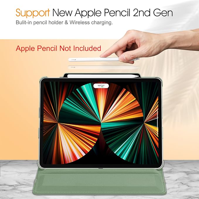 Fintie Rotating Case for iPad Pro 12.9-inch 6th/5th/4th/3rd Generation | 360° Swivel Stand Landscape &amp Portrait Viewing Shockproof Protective Cover Pencil Holder Auto Sleep/Wake Black