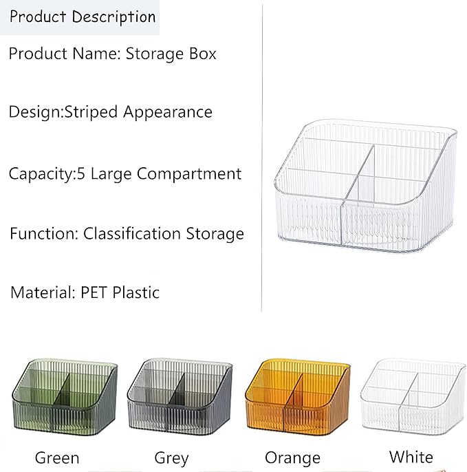 Makeup Organizer Cosmetics Storage Box, Large Capacity Make Up Brush Holder Organizer Vanity Accessories, Bathroom Countertops, Desk Storage Container, Cosmetic Display cases(White-L)