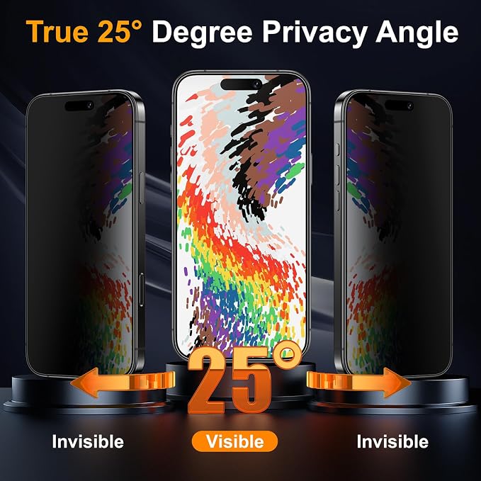 2 Pack Matte Privacy Screen Protector for iPhone 15 Pro Max 6.7-inch with Easy Installation Tool Anti Spy Anti Glare Tempered Glass Film Dynamic Island Compatible Case Friendly 9H Hardness