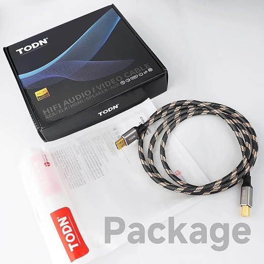 TODN Audiophile USB A to USB B Cable OCC Silver Plated USB Audio Cable HiFi 3.0 USB A to B Cable for DAC Sound Card Digital Piano Mixer Amplifier &amp Printer (9.8FT/3M)