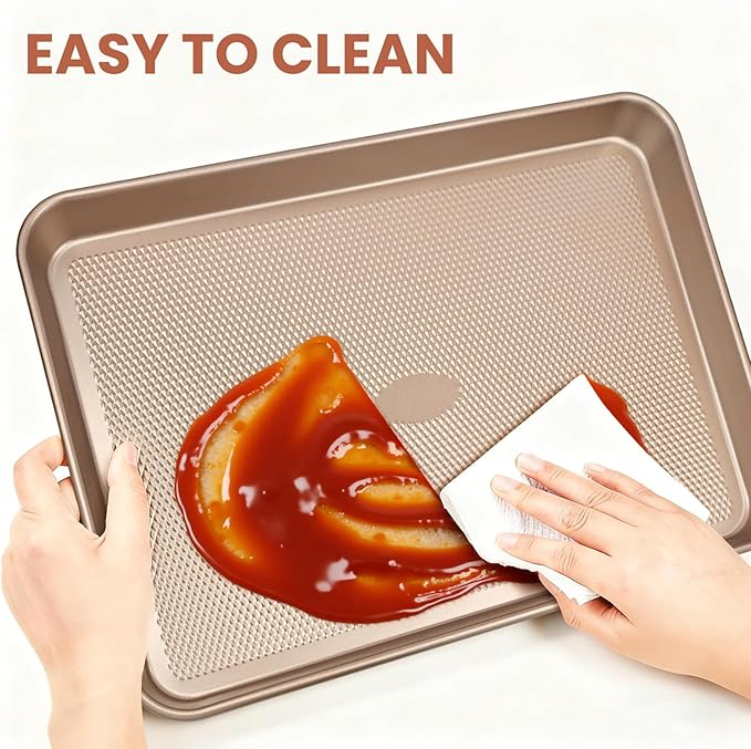 SEIION 2 Pack Baking Sheets with 2 Wire Racks & 50 Pre-Cut Parchment Papers | Heavy Duty Nonstick Cookie Pans (17.5"x11.8") | Warp-Resistant Oven Roasting Set for Meal Prep & Holiday Gifts