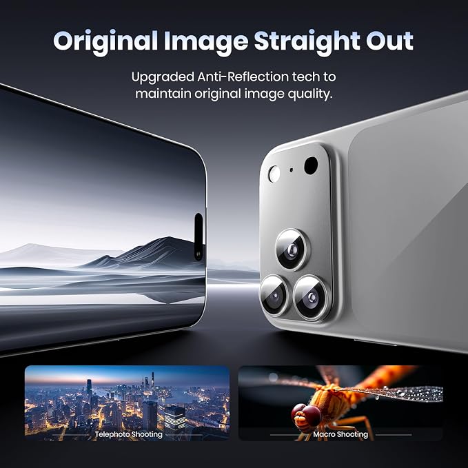 for iPhone 17 Pro Camera Lens Protector - 12FT Shatterproof | Military Grade Protection Strong Adsorption 9H+ Tempered Glass Camera Screen Full Protective Cover Case Friendly Black