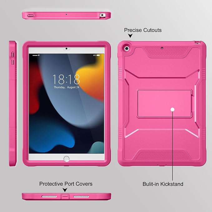 DTTO Case for for iPad 9th/8th/7th Generation 10.2-inch Black | Durable Shockproof Protective Cover Built-in Screen Protector &amp Kickstand Corner Protection
