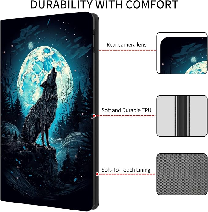 Case for 7 All-New Kindle Paperwhite (12th Generation 2024) and Kindle Colorsoft Signature Edition CoverSlim PU Leather Smart Cases with Auto Wake/Sleep-Black Cat Night Sky