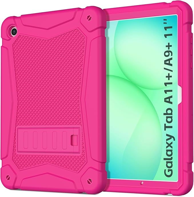 Shockproof Case for Samsung Galaxy Tab A11 Plus 11 inch 2026 with Built-in Kickstand 3 Layers Heavy Duty Protection Cover for Tab A9+ 10.9 2023 Blush Pink