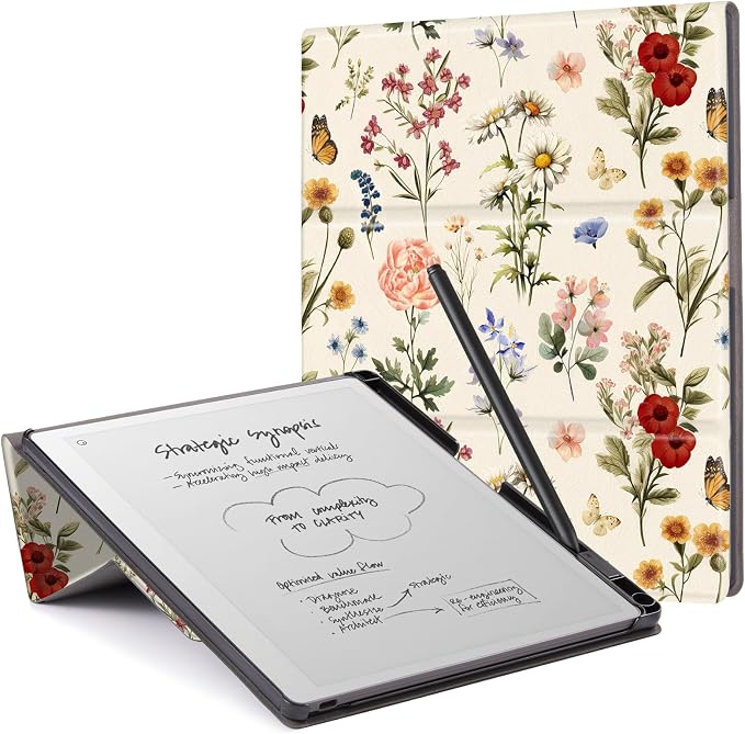 CoBak Case Compatible with Remarkable 2 Paper Tablet Black | Built-in Pen Holder Multi-Angle Foldable Stand Custom Fit for 2020 Released reMarkable 2