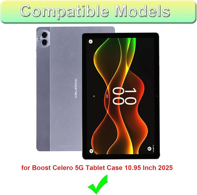 ATOOZ for Boost Celero 5G Tablet Case 10.95 Inch 2025Soft Silicone Shockproof Kids Case for Celero 5G Tablet 11 Inch with PC Stand (Black)