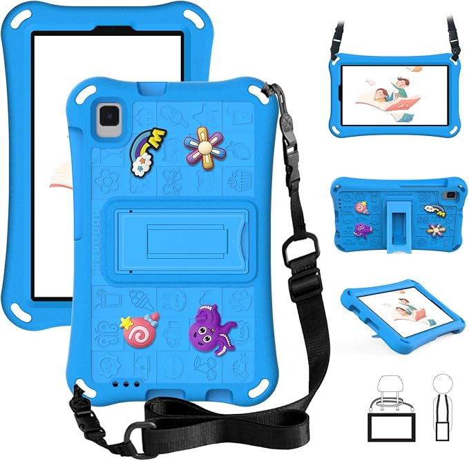 Case for iPad 10.2 Inch 2021/2020/2019/ iPad Pro 10.5 Inch/Air 3rd Gen (2019) Shoulder Strap Kickstand Children Friendly Anti-Scratch Shockproof Case Lightpurple