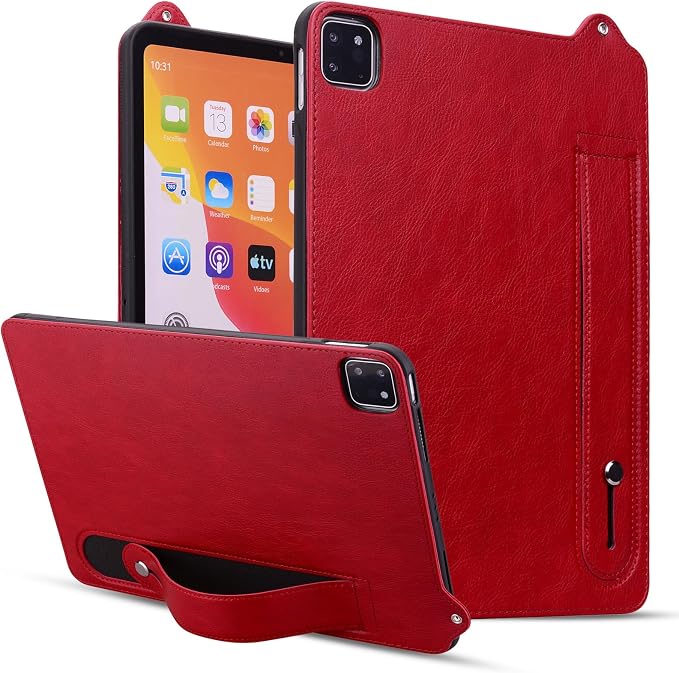 Slim Case for Apple iPad 10th Generation 10.9 Inch 2022 PU Leather Lightweight Hand Strap Stand Feature Drop Protection Back Cover for iPad 10th Gen 10.9 Black