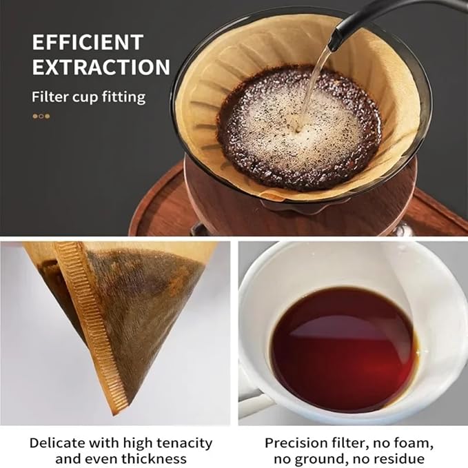 COFFITO Coffee Filter, Size 02 Cone Coffee Filters Disposable, 100 Count Unbleached Natural Paper Filters 2-4 Cup, 2 Cone For V60 For Pour Over Droppers and Drip Coffee Maker (Brown)