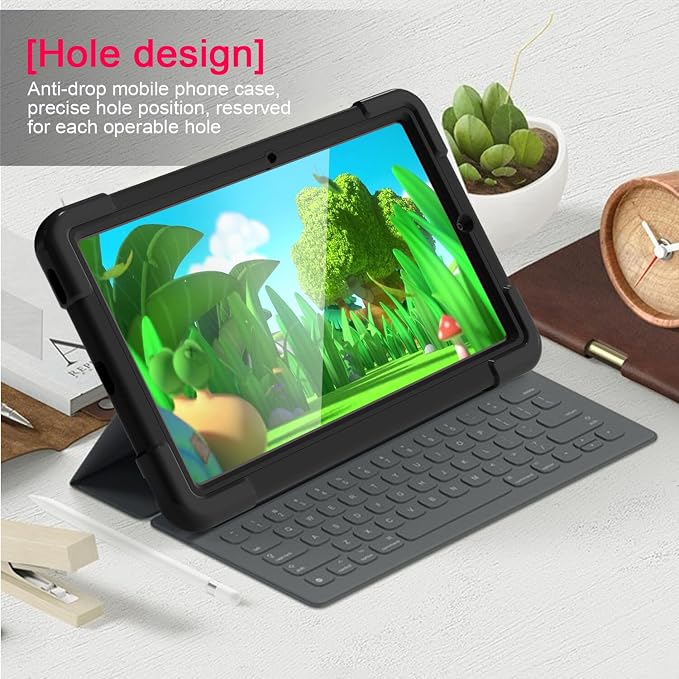 AKABEILA Compatible with Amazon Fire HD 8 2020/2022 Tablet Case，Rugged Kids Case with Stand Lightweight Shockproof Kids Friendly Tablet Cover Black
