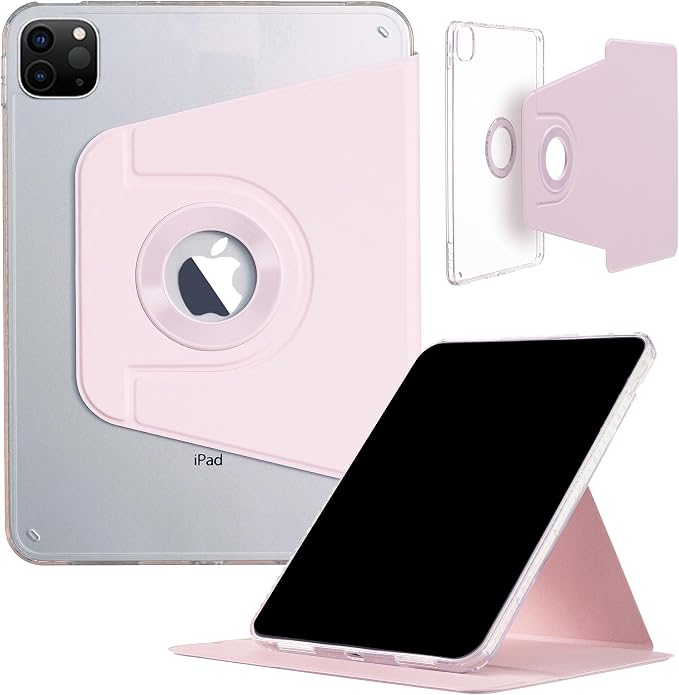 iPad Pro 11'' (M5 2025) (M4 2024) Case DMaos Magnetic Detachable Smart Cover 360 Rotation Foldable Stand - Black