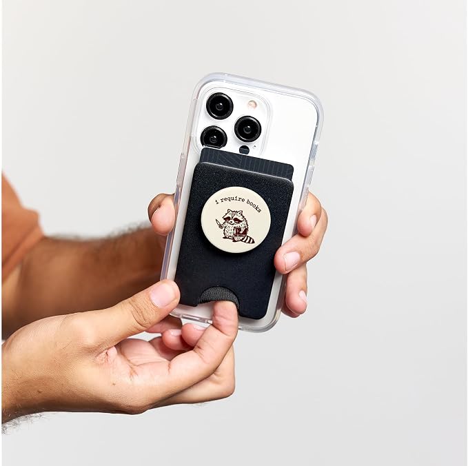 I Require Books Book Lover Bookish Librarian Reading Raccoon PopSockets Adhesive PopGrip