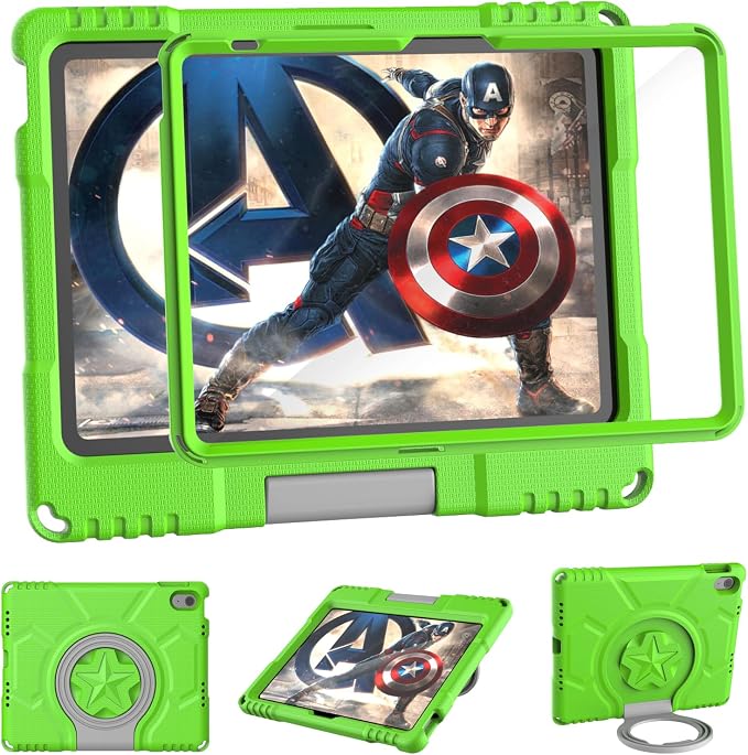 Kids Case for iPad 10th Generation 10.9-inch (2022) &amp iPad Air 11-inch M2 (2024) &amp iPad Pro 11-inch M4 (2024) Lightweight Shockproof Case Built-in Screen Protector with Handle Stand Black