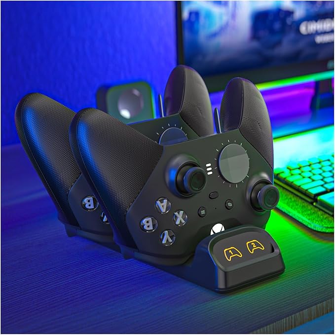 ECHZOVE Switch 2 Pro Controller Charger Dock – Dual Fast Charging Station for Nintendo Switch Pro, PS5, Xbox Series X/S – LED Status Display, Type-C Adapter, Compact Design