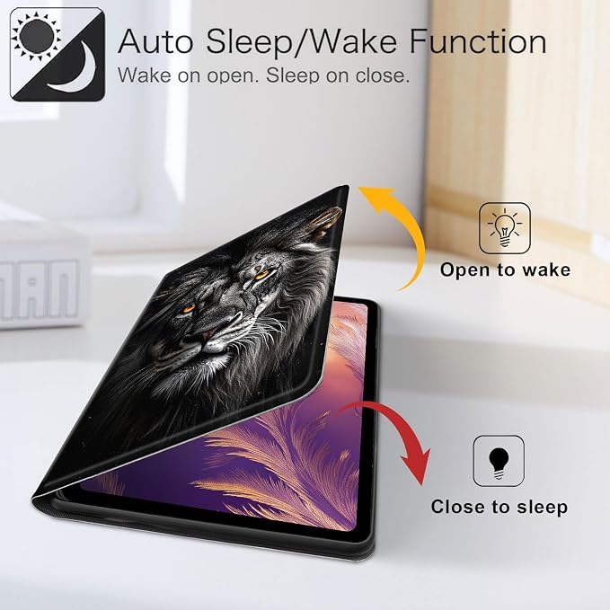 for iPad 11th Generation (A16 2025) 11 / iPad 10th Gen 10.9 2022 Case 360° Rotating PU Leather Stand Cover with Auto Sleep/Wake Shockproof TPU Backl Raccoon Perched
