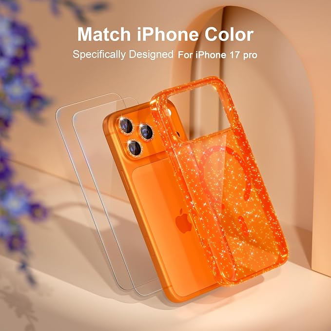 Choiche for iPhone 15 Pro Max Case Compatible with MagSafe Glitter Black | Women Girly Cute Glitter Sparkly Magnetic Phone Case with Diamond Camera Lens Protectors Military-Grade Drop Protection 6.7