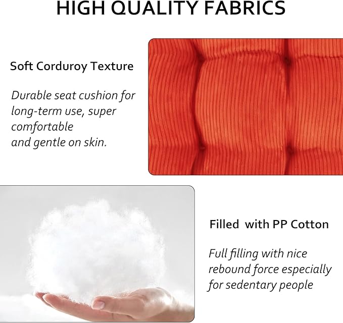 Square Seat Cushion for Kitchen Dining Chairs, Soft & Comfortable 15.5" x 15.5" Chair Pads, 6 Packs, Orange
